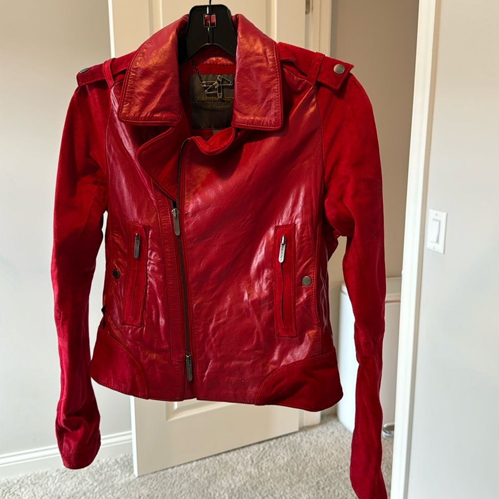Zac Posen for Target red leather & suede jacket in good condition!